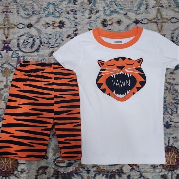 Gymboree Boy's Orange White Black Matching Tee and Shorts Set Springtime, sz 6 - Picture 1 of 8
